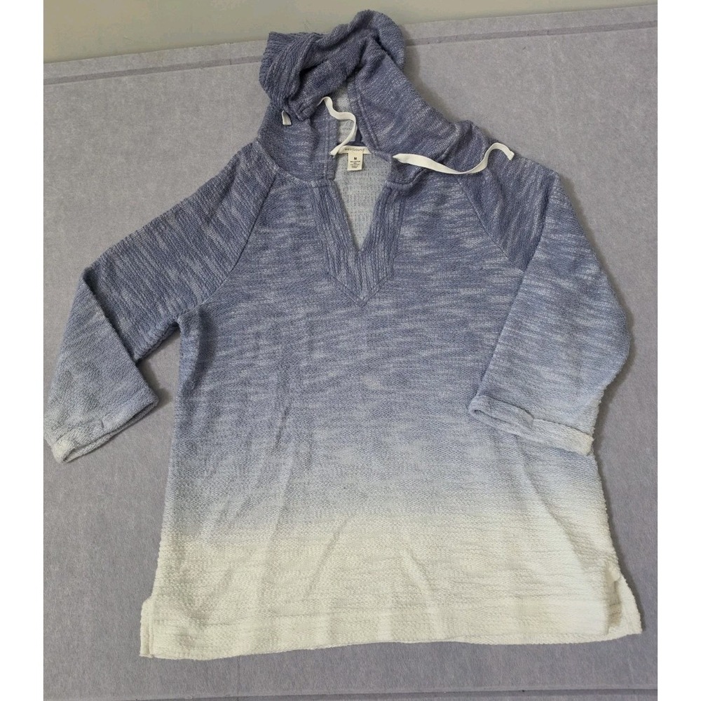 Westbound 3/4 Sleeve Hoodie Womens Size Medium Ombre Blue Hoodie Drawstring